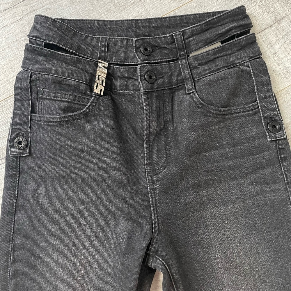 Miss Sixty OTHERS Black Fog Cutout Double-Waistband HighRise Skinny Jeans 27 NWT